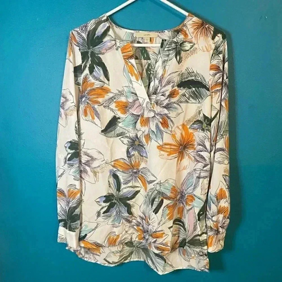 NWOT Lark & Ro Floral Botanical Boho Tunic Blouse Top - Picture 2 of 7